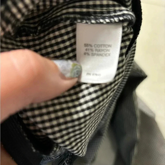 J Jill Black Gingham High Rise Stretch Pants Size 12 Cuffed Elastic Waist - Picture 6 of 7